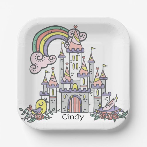 Fairytale Castle Princess Custom Name      Paper Plates