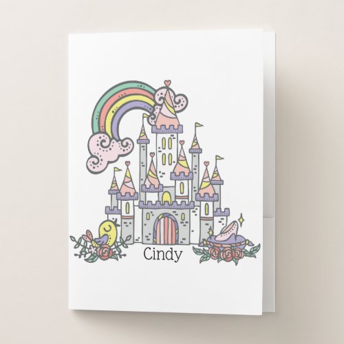 Fairytale Castle Princess Custom Name       Pocket Folder