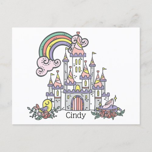 Fairytale Castle Princess Custom Name      Postcard