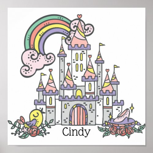 Fairytale Castle Princess Custom Name    Poster