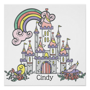 Fairytale Castle Princess Custom Name Poster