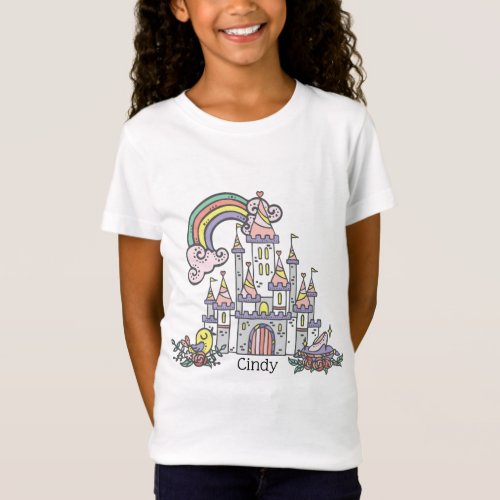 Fairytale Castle Princess Custom Name      T_Shirt