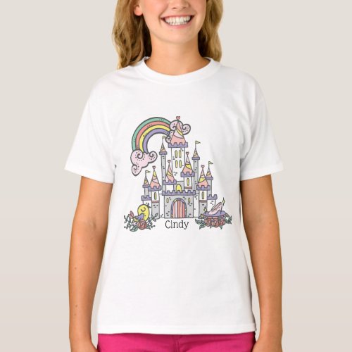 Fairytale Castle Princess Custom Name     T_Shirt