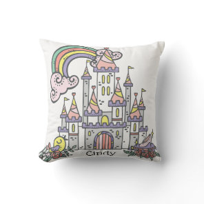 Fairytale Castle Princess Custom Name Throw Pillow