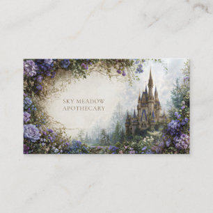 Fairytale Castle Purple Blue Floral Mountain Business Card