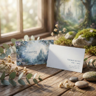Fairytale Castle Purple Floral Misty Forest Business Card