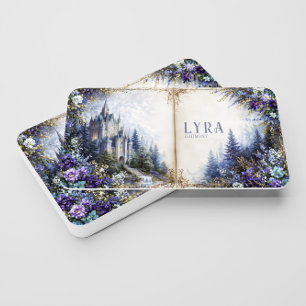 Fairytale Castle Purple Floral Open Storybook Business Card