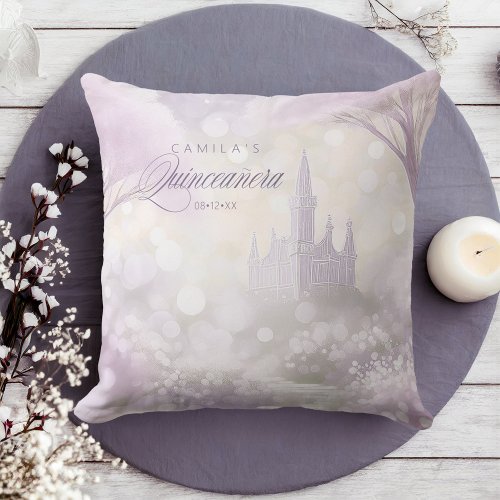 Fairytale Castle Quinceanera Lavender ID1030 Throw Pillow