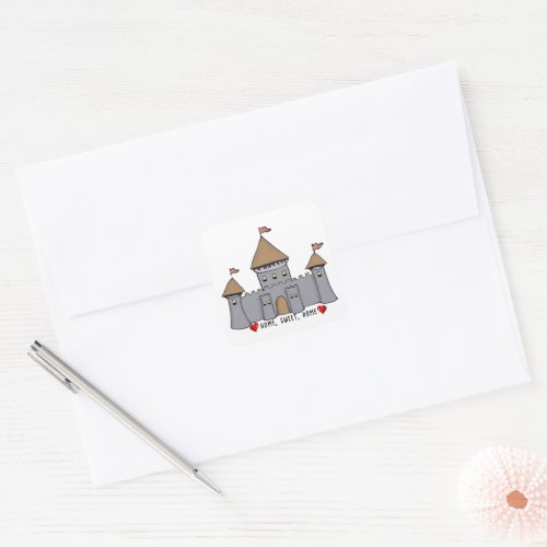 Fairytale Castle Sketch Square Sticker