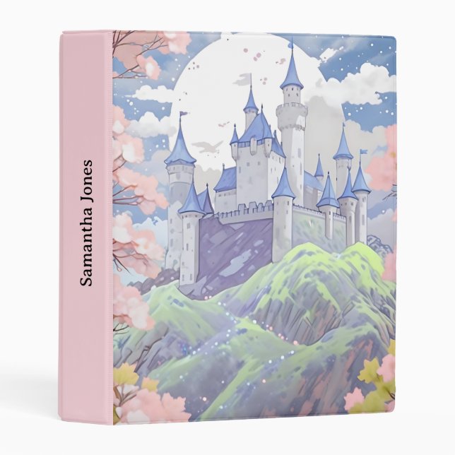 Fairytale Castle Spring Pastel Watercolor Mini Binder (Front/Spine)