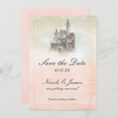 Fairytale Castle Storybook Page Save The Date Card (Front/Back)