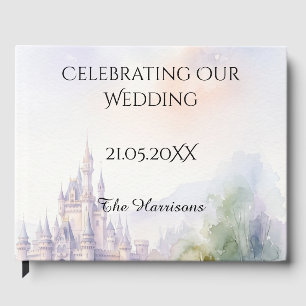 Fairytale Castle Watercolor Wedding Guest Book