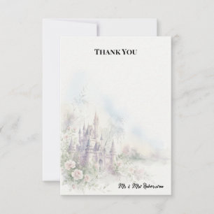 Fairytale Castle Watercolor Wedding Thank You Card