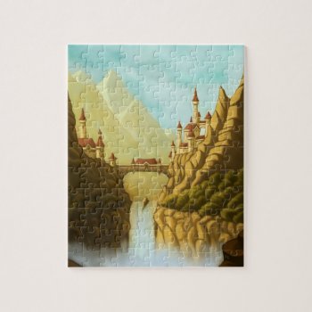 Fairytale Castles Fantasy Landscape Art Puzzle by frank_glerum_art at Zazzle