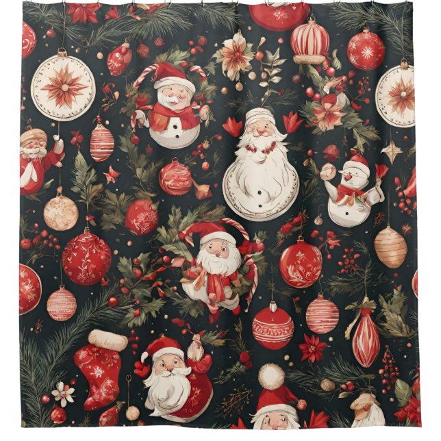 fairytale Christmas decorations, leaves, flowers Shower Curtain (Front)