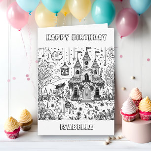 Fairytale Coloring Page Birthday Card