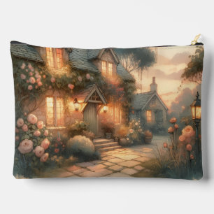 Fairytale Cottage at Sunset with Roses Accessory Pouch