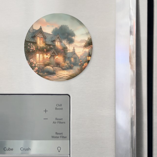 Fairytale Cottage at Sunset with Roses Magnet (In Situ (Fridge))