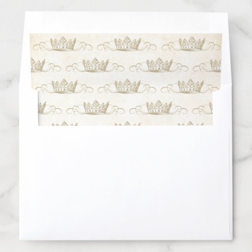 Fairytale Crown Champagne Gold Wedding Envelope Liner