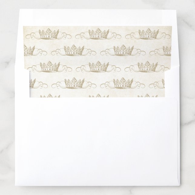 Fairytale Crown Champagne Gold Wedding Envelope Liner (In Envelope)