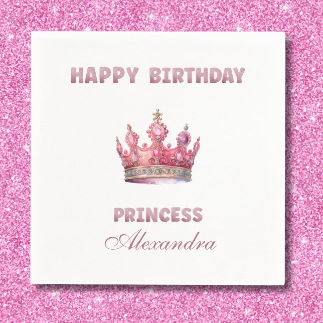 Fairytale Crown Pink Girl's Princess Birthday Napkins (Creator Uploaded)