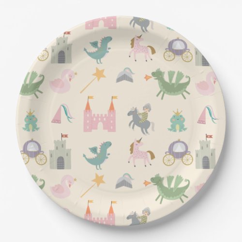 Fairytale Cute Dragon Baby Shower Birthday Paper Plates