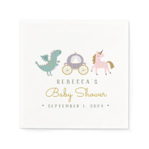 Fairytale Cute Dragon Baby Shower Napkins