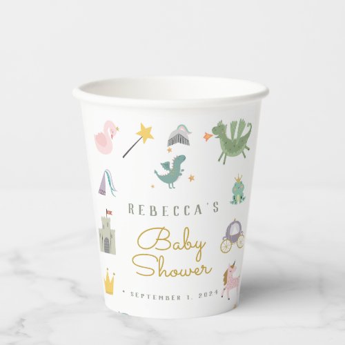 Fairytale Cute Dragon Baby Shower Paper Cups