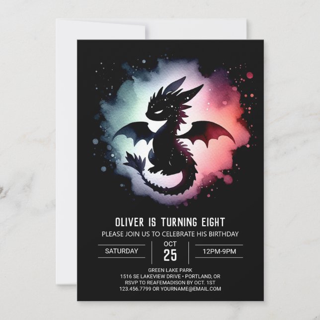Fairytale Dragon Birthday Customizable Invitation (Front)