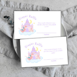 Fairytale Dragon Unicorn Diaper Raffle Baby Shower Enclosure Card