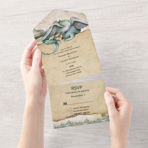 Fairytale Dragon Wedding All In One Invitation