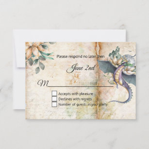 Fairytale Dragon Wedding RSVP Card