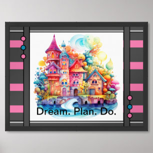 Fairytale dream Pink Castle Framed Art