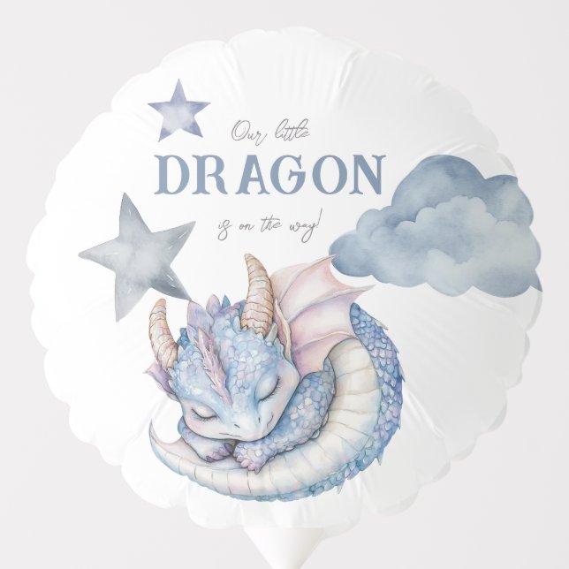 Fairytale Dreamy Blue Dragon Baby Shower Balloon (Front)