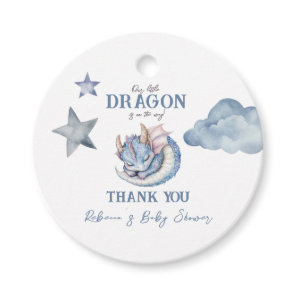 Fairytale Dreamy Blue Dragon Baby Shower Favor Tags