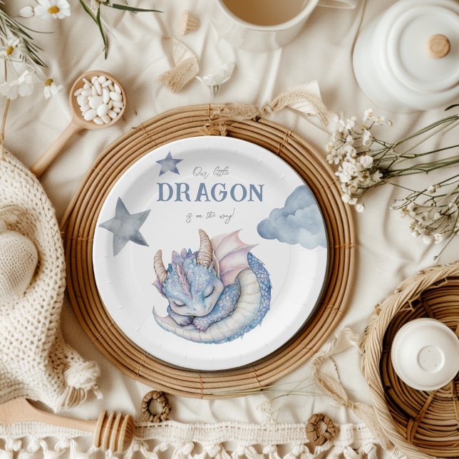 Fairytale Dreamy Dragon Baby Shower Paper Plates (Creator Uploaded)