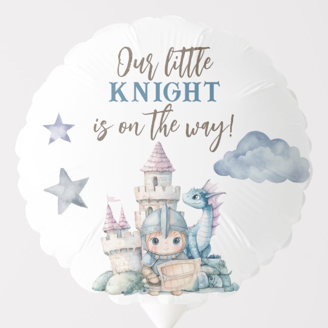 Fairytale Dreamy Dragon Blue Knight Baby Shower  Balloon (Front)