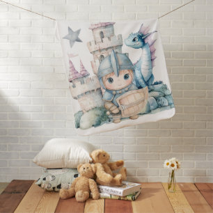 Fairytale Dreamy Dragon Blue Knight Baby Shower  Blanket