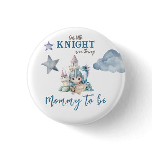 Fairytale Dreamy Dragon Blue Knight Baby Shower  Button