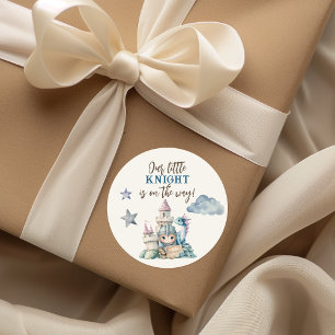 Fairytale Dreamy Dragon Blue Knight Baby Shower Classic Round Sticker