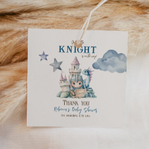 Fairytale Dreamy Dragon Blue Knight Baby Shower Favor Tags