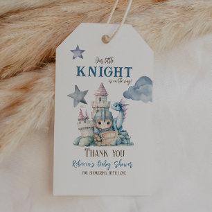 Fairytale Dreamy Dragon Blue Knight Baby Shower Gift Tags