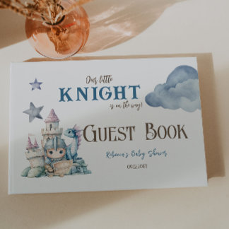 Fairytale Dreamy Dragon Blue Knight Baby Shower  Guest Book