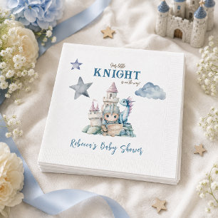 Fairytale Dreamy Dragon Blue Knight Baby Shower Napkins