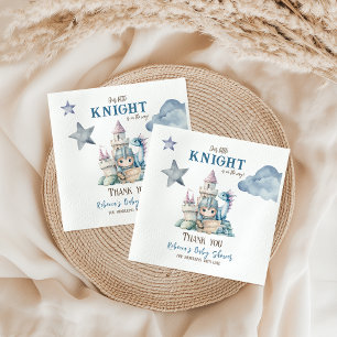 Fairytale Dreamy Dragon Blue Knight Baby Shower Napkins