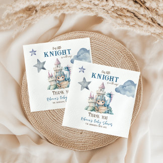 Fairytale Dreamy Dragon Blue Knight Baby Shower  Napkins