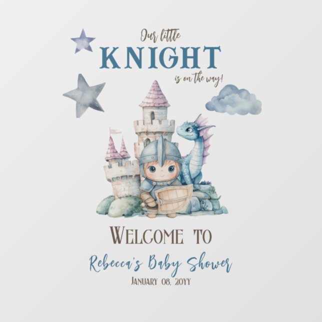 Fairytale Dreamy Dragon Knight Baby Shower Welcome Wall Decal (Front)