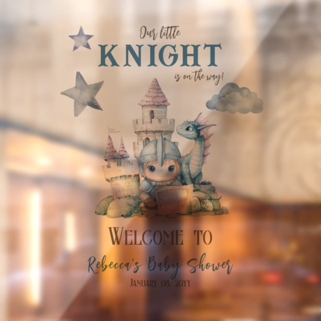 Fairytale Dreamy Dragon Knight Baby Shower Welcome Window Cling (Sheet 2)