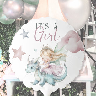 Fairytale Dreamy Dragon Pink Princess Baby Shower  Balloon