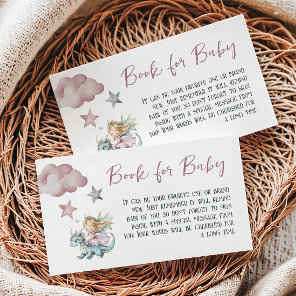 Fairytale Dreamy Dragon Pink Princess Baby Shower  Enclosure Card